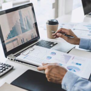 Financial planner working on a laptop