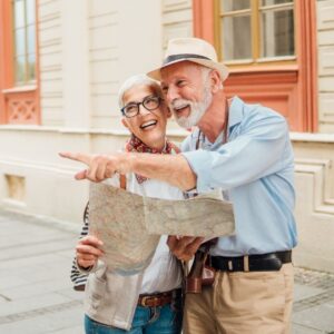 mature couple travelling