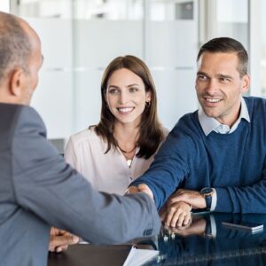 handshake with financial advisor