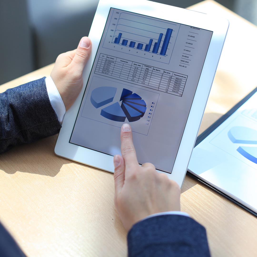 Business man holding a tablet