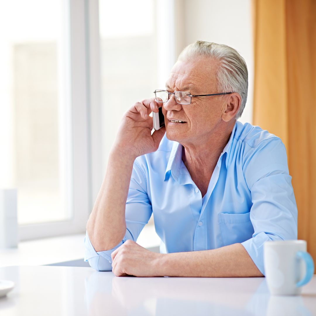 a senior on the phone