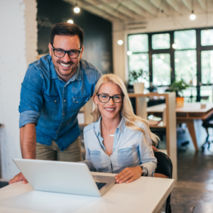 two people on computer