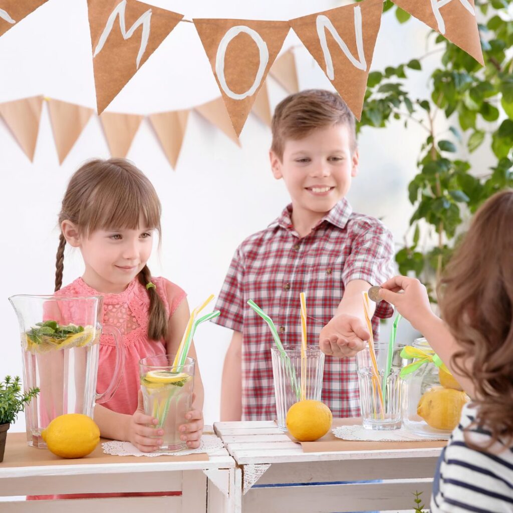 children selling lemonade