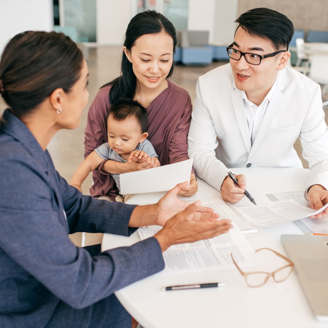 a financial planner talking to their client that has a family