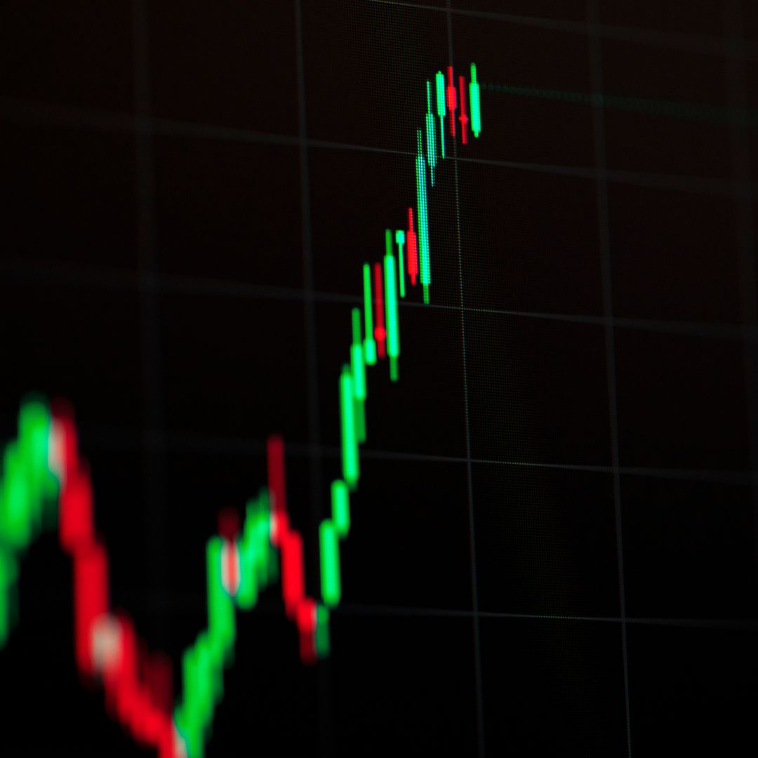 a green digital line increasing