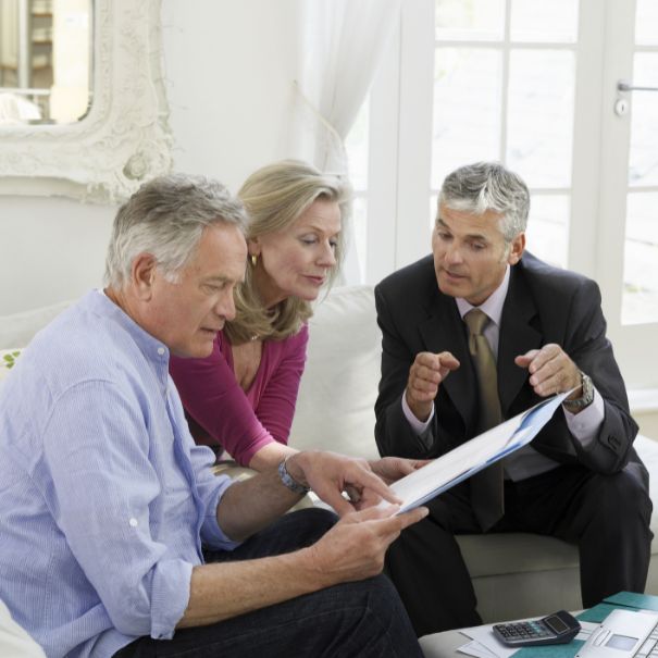 Couple discussing trusts with financial advisor