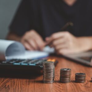 someone looking at financial papers